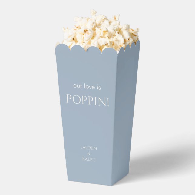 Chic Blue and White Couple Monogram Popcorn  Favour Box (Popped)
