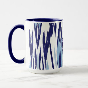 Chic blue and white watercolor ikat pattern mug