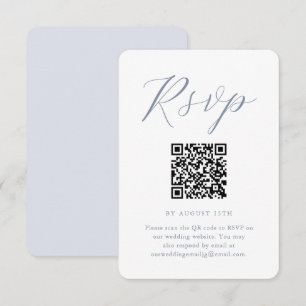 Chic Blue and White Wedding RSVP with QR Code Card