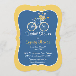 Chic Blue and Yellow Bridal Shower Invitation