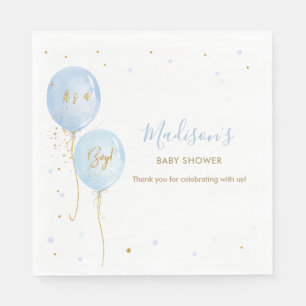 Chic Blue Balloons Boy Baby Shower Napkin