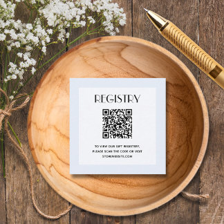 Chic Blue Boy Baby Shower Registry QR Code Enclosure Card