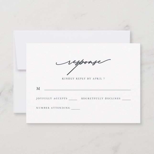 Chic Blue Calligraphy Wedding Rsvp Response (Front)