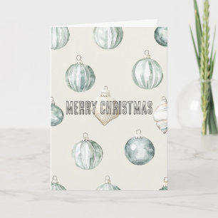 Chic Blue Cream Beach Ocean Christmas Card