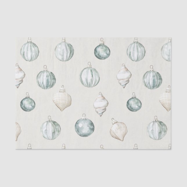 Chic Blue Cream Beach Ocean Christmas Tissue Paper (Front)