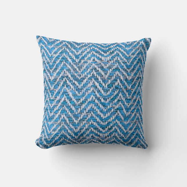Chic blue cream chevron cushion (Front)