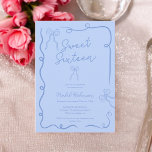 Chic blue cute bows ribbons illustrations Sweet 16 Invitation<br><div class="desc">Celebrate your birthday with our Boho Bow Ribbons Sweet 16 Invitation! This trendy and stylish invite features a cool scribbled design illustration design with playful bow and ribbon illustrations in a charming, hand-drawn style with squiggles lines and frame. The editable light blue background sets a whimsical and elegant tone, perfect...</div>
