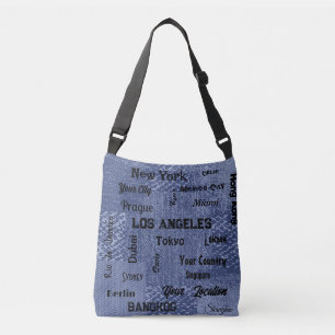 chic blue denim mega cities of the world  throw pi crossbody bag