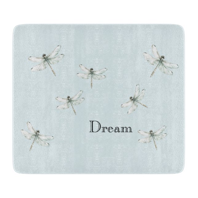 Chic Blue Dragonfly Dream Cutting Board (Front)