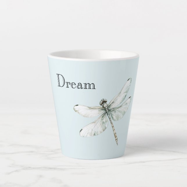 Chic Blue Dragonfly Dream Latte Mug (Front)