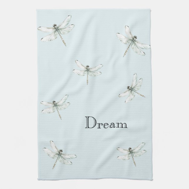 Chic Blue Dragonfly Dream Tea Towel (Vertical)