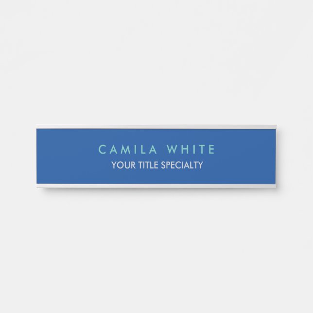 Chic Blue Elegant Professional Legble Modern Door Sign (Front)