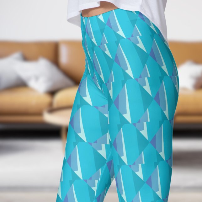  Chic Blue Fade Abstract Leggings (Chic Blue Fade Abstract Leggings)