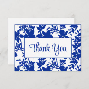 Chic Blue Floral 65th Birthday Party Thank You Card