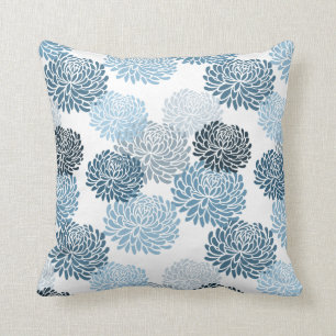 Chic Blue Floral Cushion