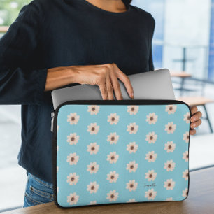 Chic Blue Floral Laptop Sleeve