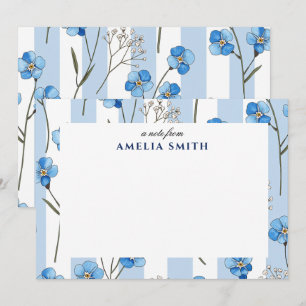 chic Blue Floral Wildflower Note Card