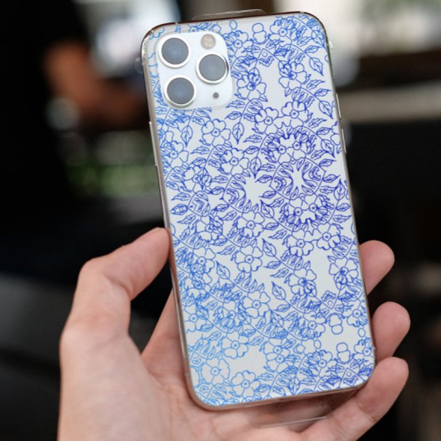  Chic Blue Flower unique aesthetic swirl pattern Case-Mate iPhone Case (Creator Uploaded)