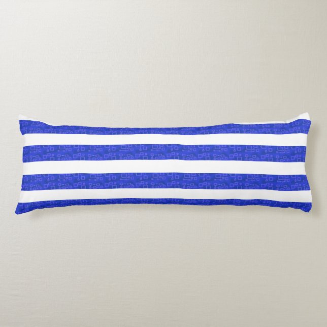 Chic Blue Geometric Stripes  Body Cushion (Front)
