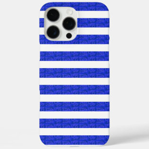 Chic Blue Geometric Stripes iPhone 16 Pro Max Case