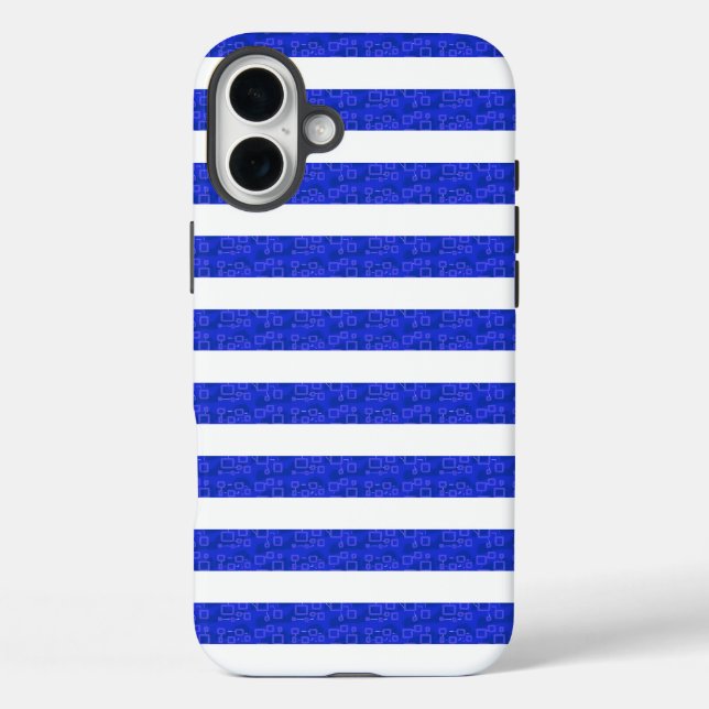 Chic Blue Geometric Stripes  Case-Mate iPhone Case (Back)