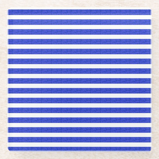 Chic Blue Geometric Stripes Coaster (Front)