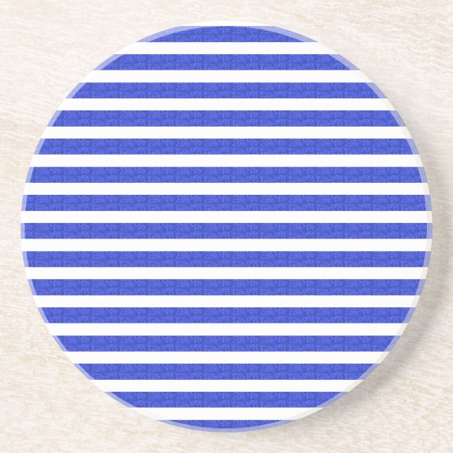 Chic Blue Geometric Stripes Coaster (Front)