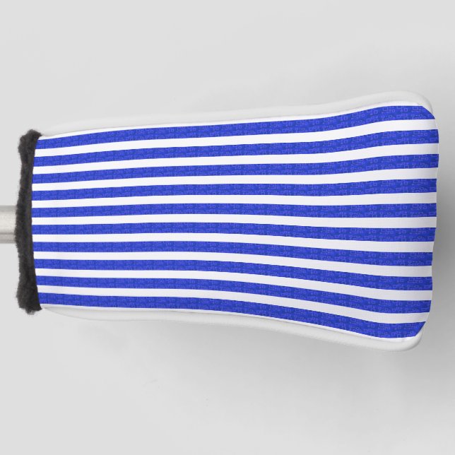 Chic Blue Geometric Stripes Golf Head Cover (Front)