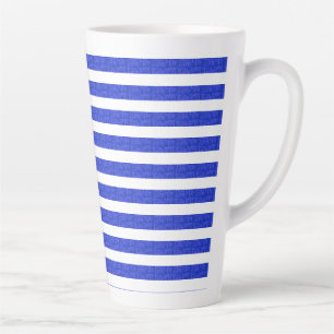 Chic Blue Geometric Stripes Latte Mug