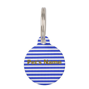 Chic Blue Geometric Stripes Pet Tag