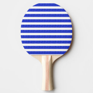 Chic Blue Geometric Stripes Ping Pong Paddle