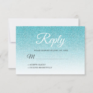 Chic Blue Glitter Ombre RSVP Invitation