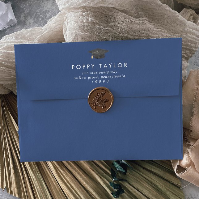 Chic Blue Graduation Announcement Envelope (Creator Uploaded)