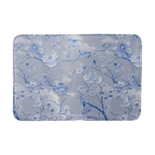 Chic blue gray floral  bath mat