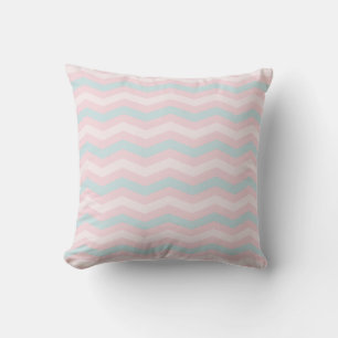 Chic Blue Green Pink Stripes Trendy Pastel Colours Cushion