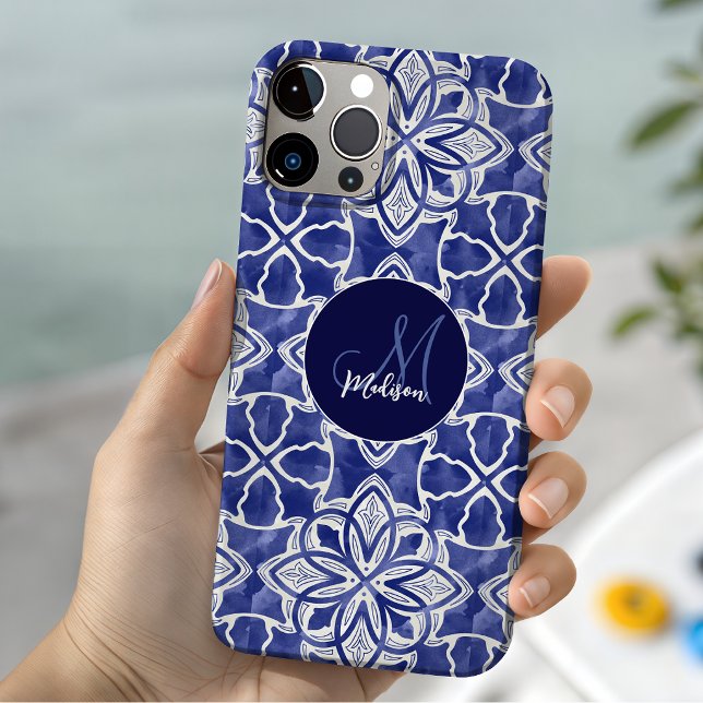 Chic Blue Grey Geometric Initial Monogram (Creator Uploaded)
