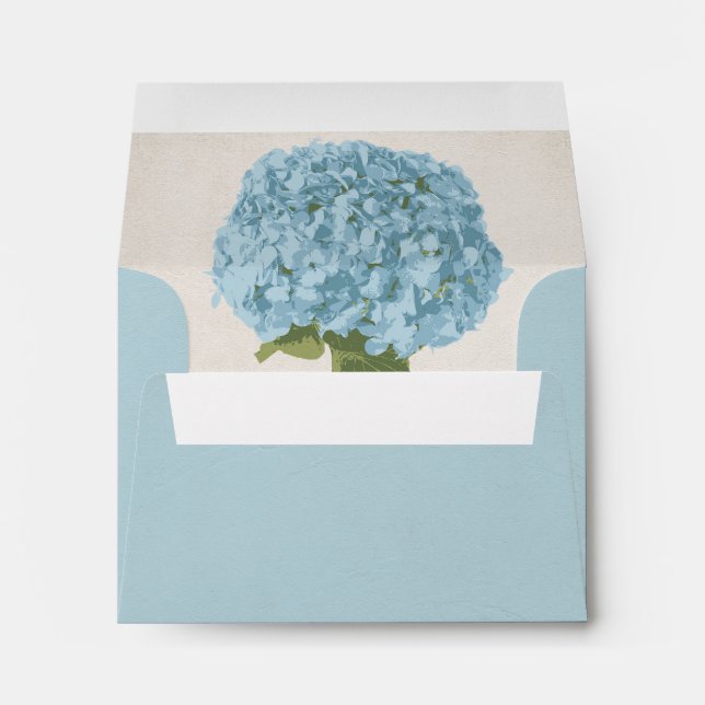 Chic Blue Hydrangea Wedding RSVP Envelope (Back (Bottom))