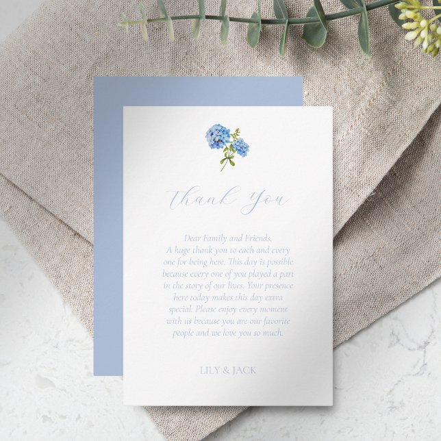 Chic Blue Hydrangea Wedding Thank You Card (Creator Uploaded)