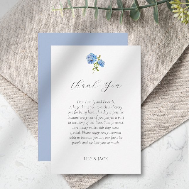 Chic Blue Hydrangea Wedding Thank You Card (Creator Uploaded)