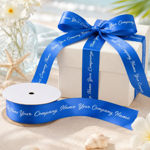 Chic Blue Marketing Branding Branded Company Name Satin Ribbon