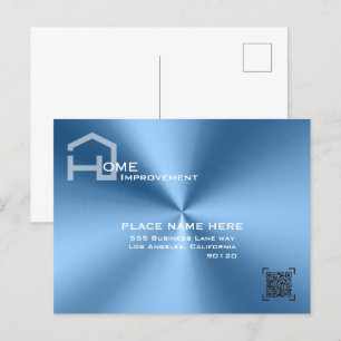 Chic Blue metallic modern business  Postcard