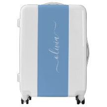 Chic  blue  minimalist monogram Luggage