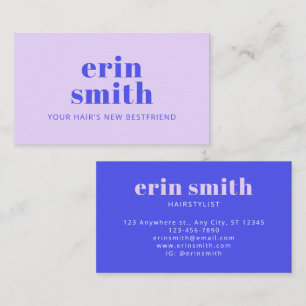 Chic Blue Modern Hairstylist  Business Card
