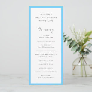Chic Blue Modern Wedding Programme