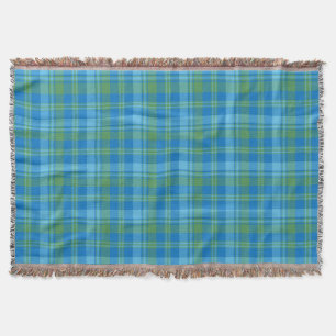 Chic Blue Morning Glory Plaid Throw Blanket