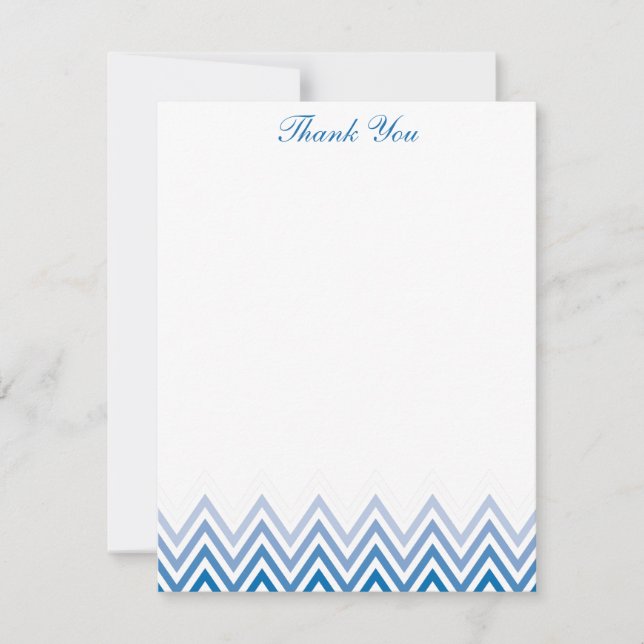 Chic Blue Ombre Chevrons Note Cards (Front)