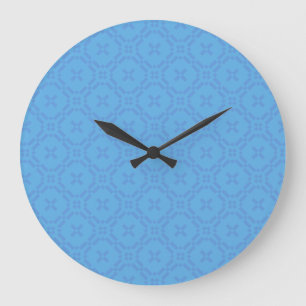 Chic Blue on Blue Welsh Faux Tapestry Pattern Large Clock