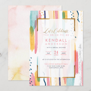 Chic Blue Painted Memphis Abstract Bridal Shower Invitation