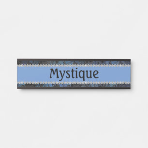 Chic Blue Paisley Diamond Custom Horse Stall Door Sign