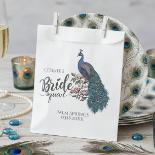 Chic Blue Peacock Bride Squad Favour Bags